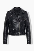 Women’s Black Short Moto Zip Closure Jacket