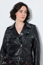 Women’s Black Short Moto Zip Closure Jacket