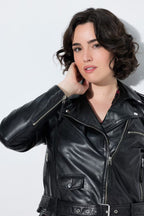 Women’s Black Short Moto Zip Closure Jacket