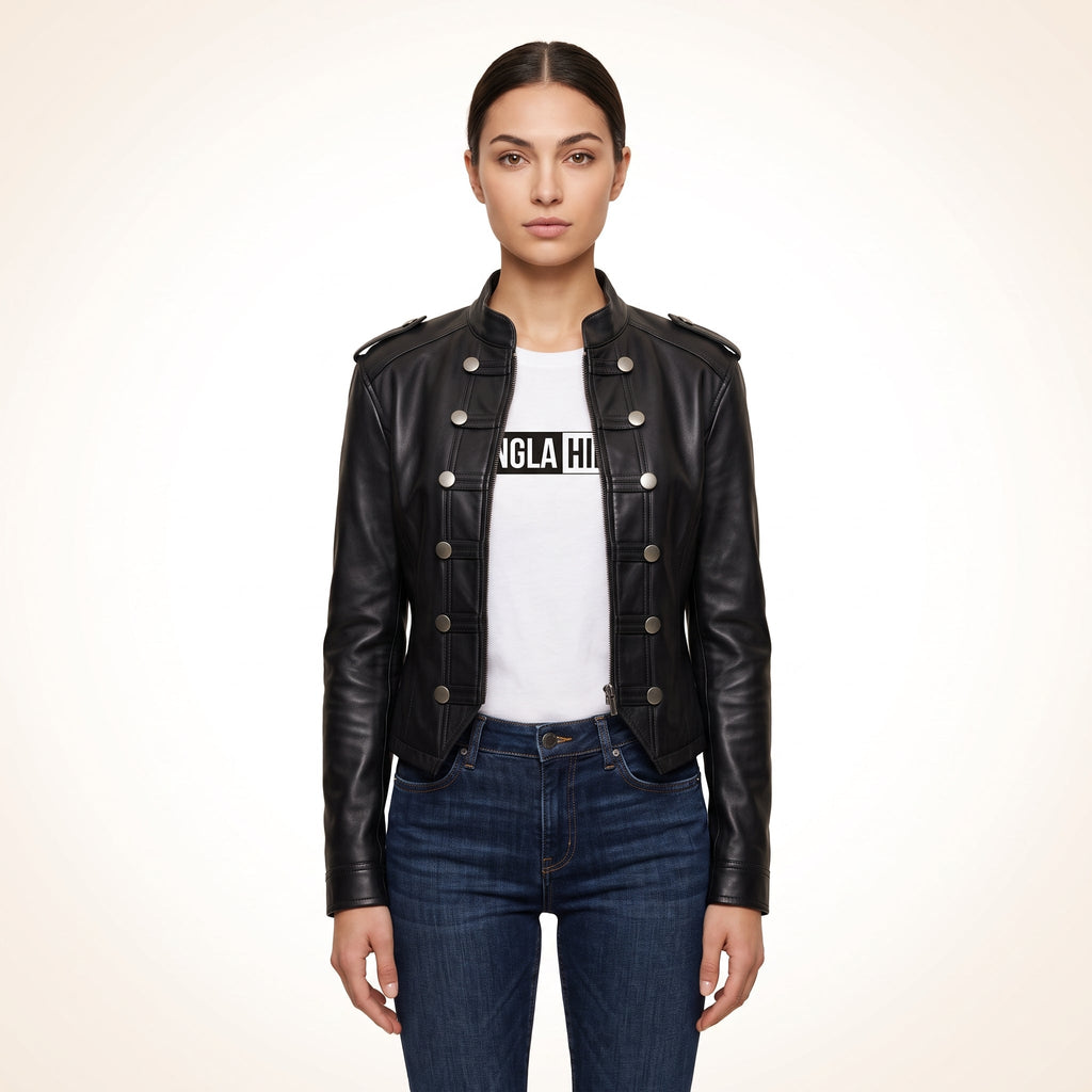 Women’s Black Genuine Cross Closure Jacket