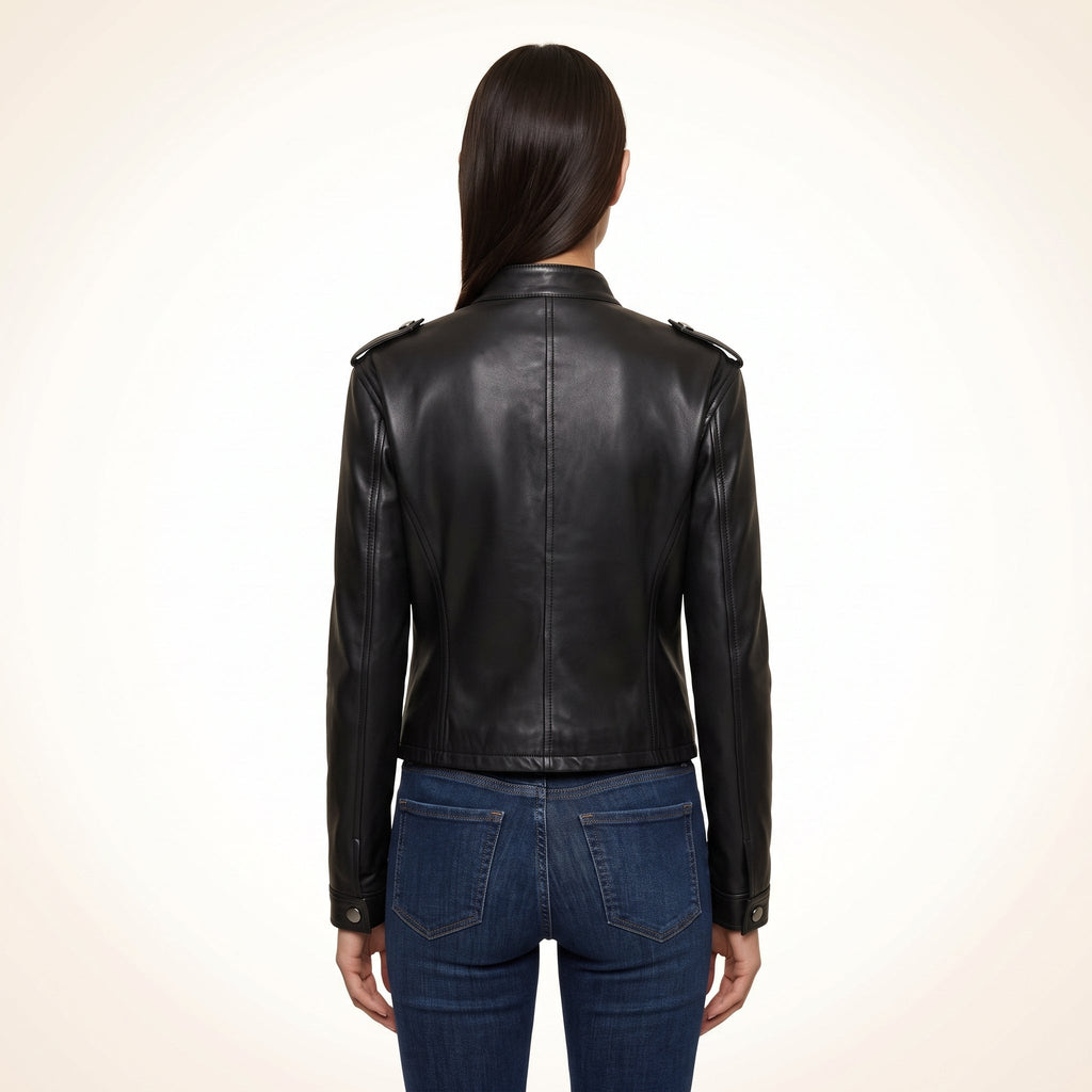 Women’s Black Genuine Cross Closure Jacket