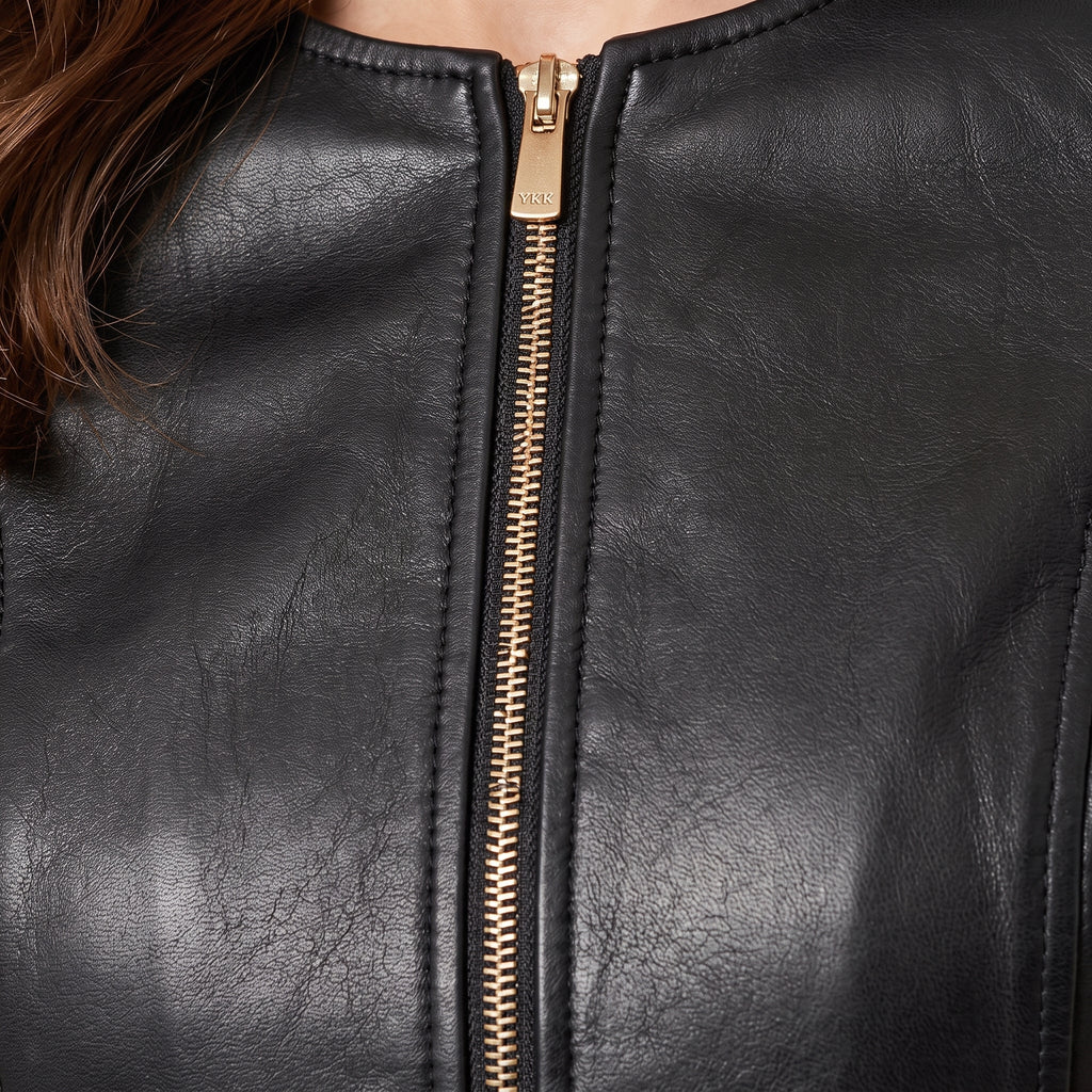 Women’s Black colarless zip Closure Jacket