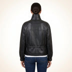 Women’s Black Genuine Leather Utility Jacket