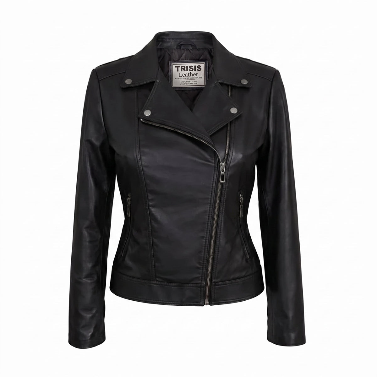 Women's Classic Black Leather Biker Jacket