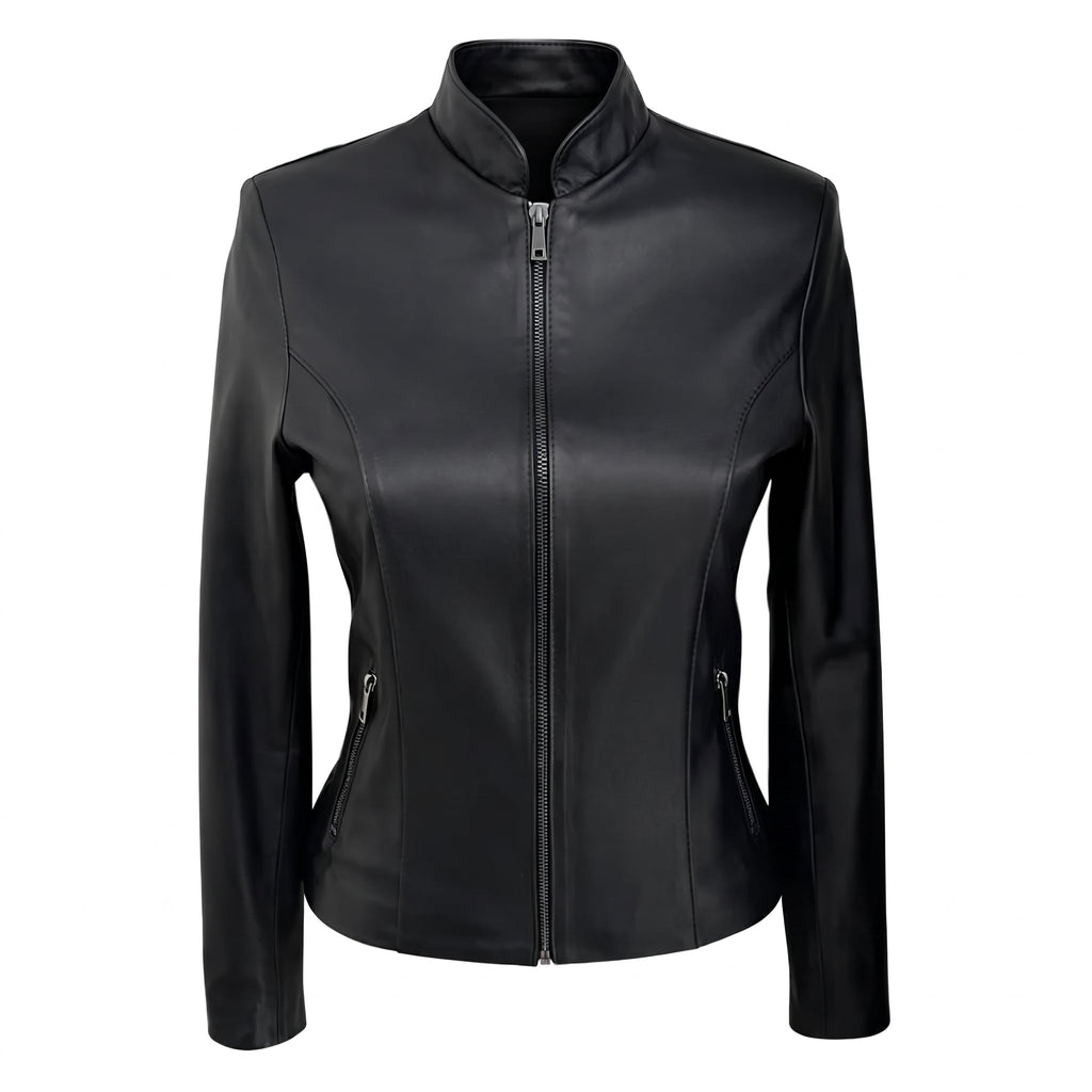 Retro Sleeky Black Leather Jacket