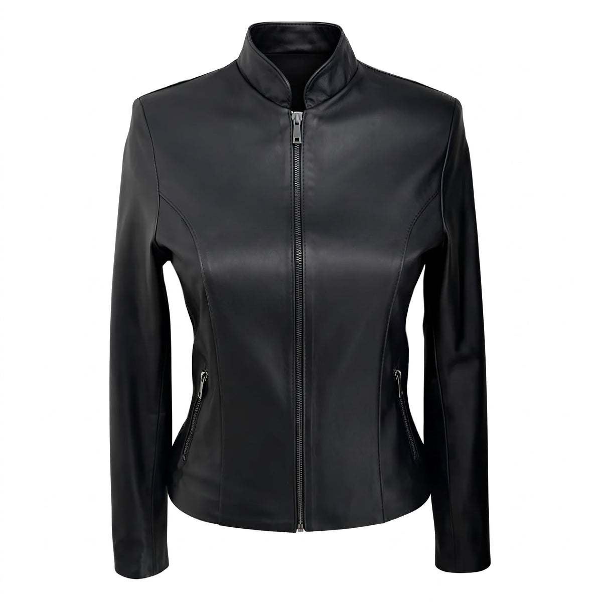 Retro Sleeky Black Leather Jacket