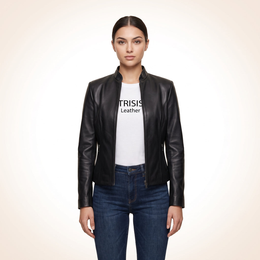 Retro Sleeky Black Leather Jacket