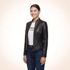 Retro Sleeky Black Leather Jacket
