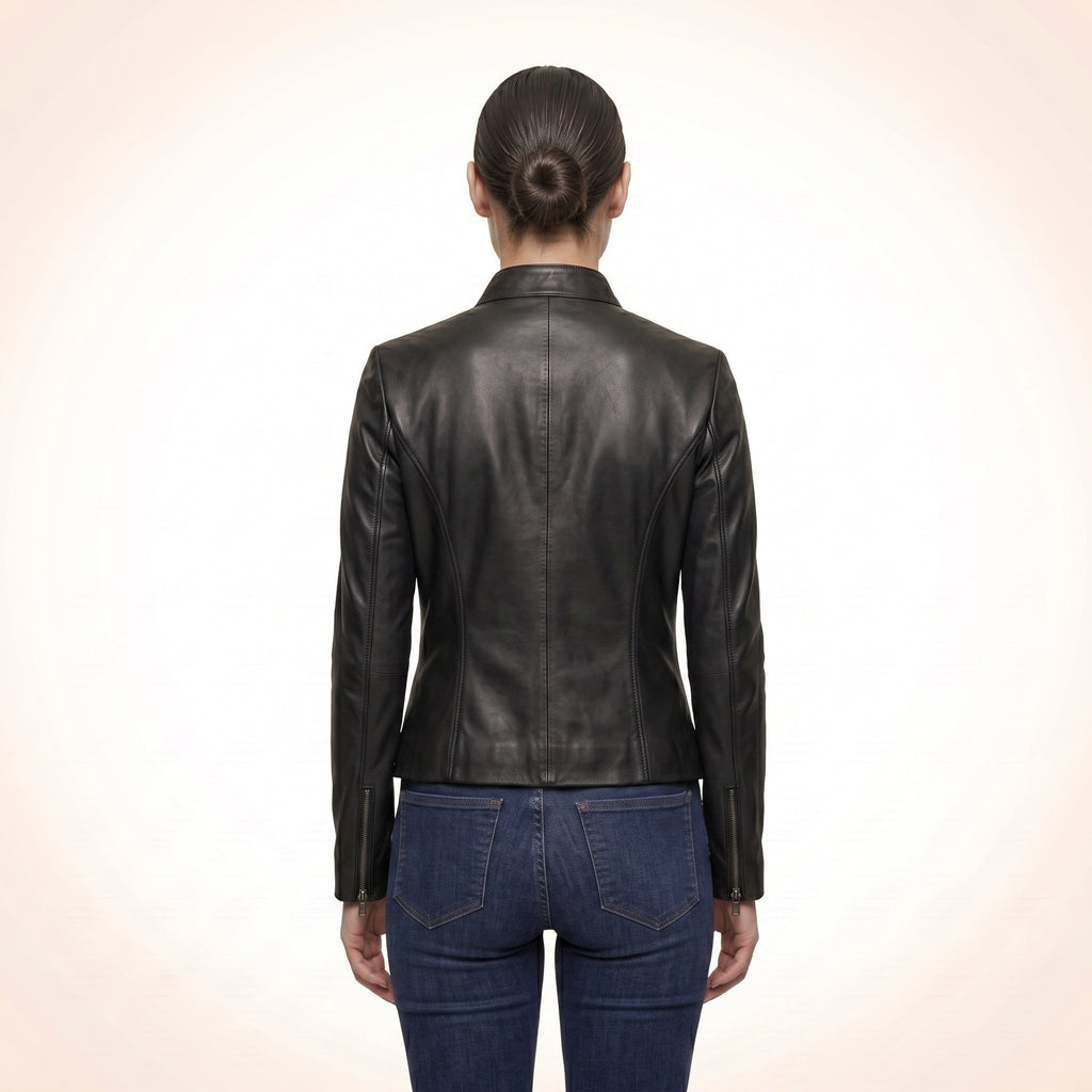 Retro Sleeky Black Leather Jacket