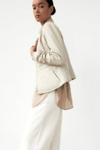 Cream Minimalist Structured Jacket
