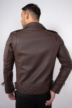 Brown leather biker jacket